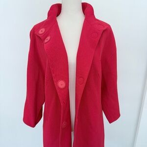 AKRIS Punto Red Mid Length Trench Pea Coat SU 14 Workwear Spring Fashion